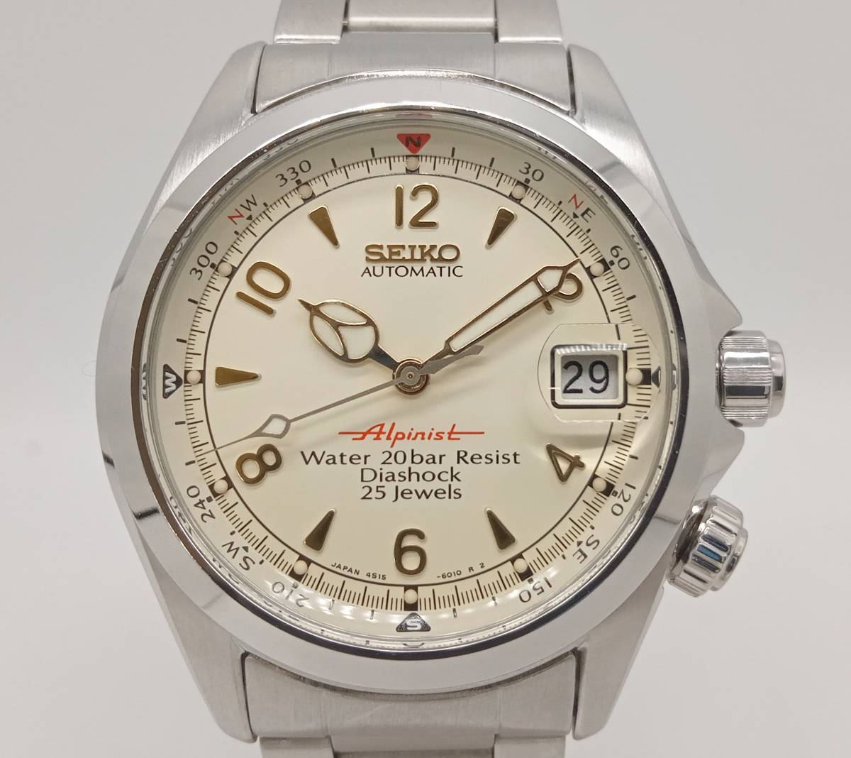 【OH済】 SEIKO Alpinist セイコー アルピニスト自動巻き メンズ 腕時計 4S15-6000 デイト アンティーク 店舗受取可