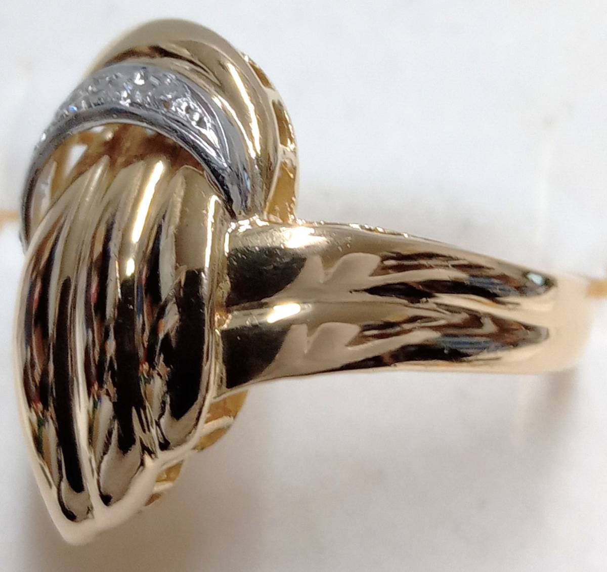 Pt900/K18 ダイヤ付デザインリング/ダイヤ0.07ct/サイズ13号/6.0g