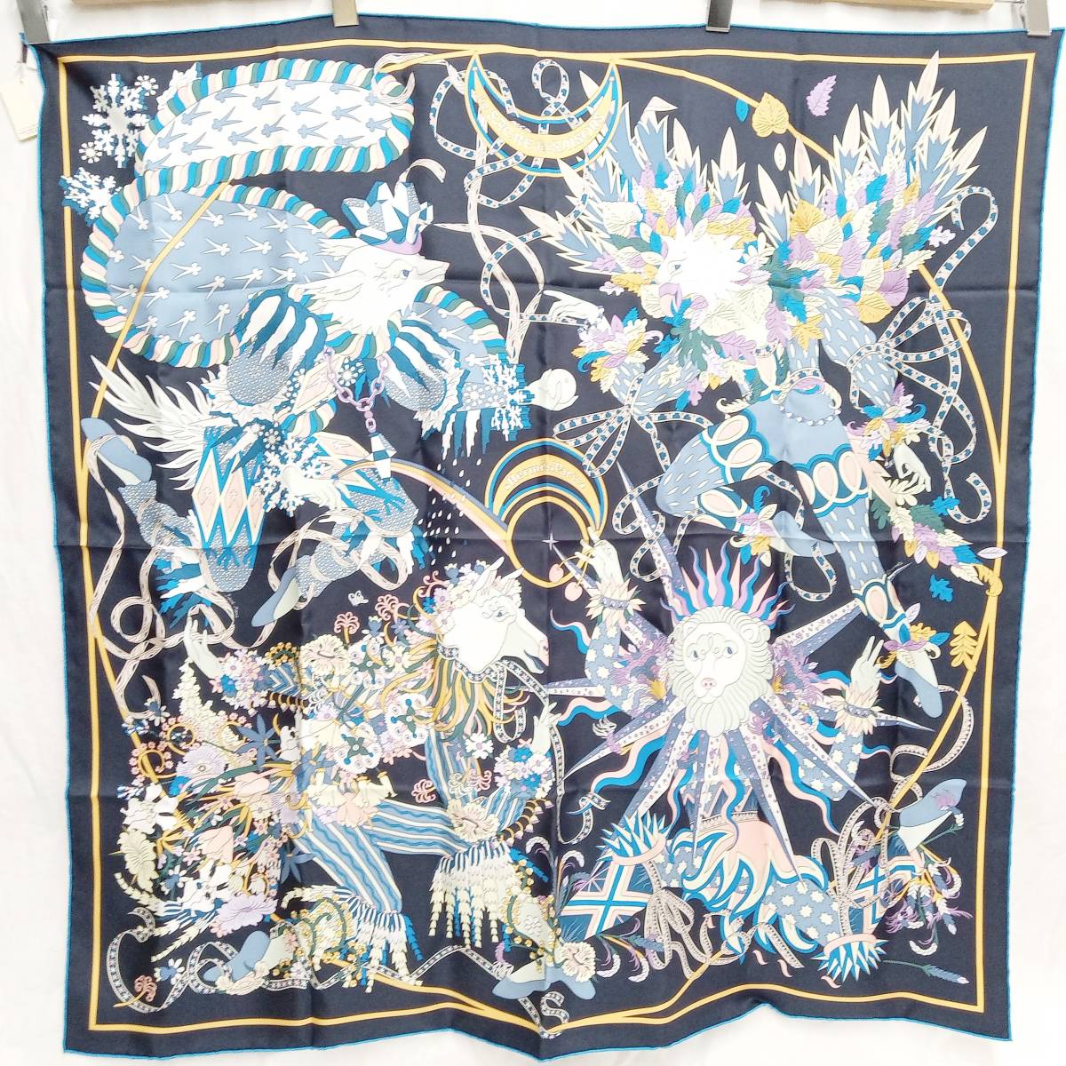 HERMES エルメス カレ90 Le SACRE dasSAISONS 四季の祭典 ブラック系