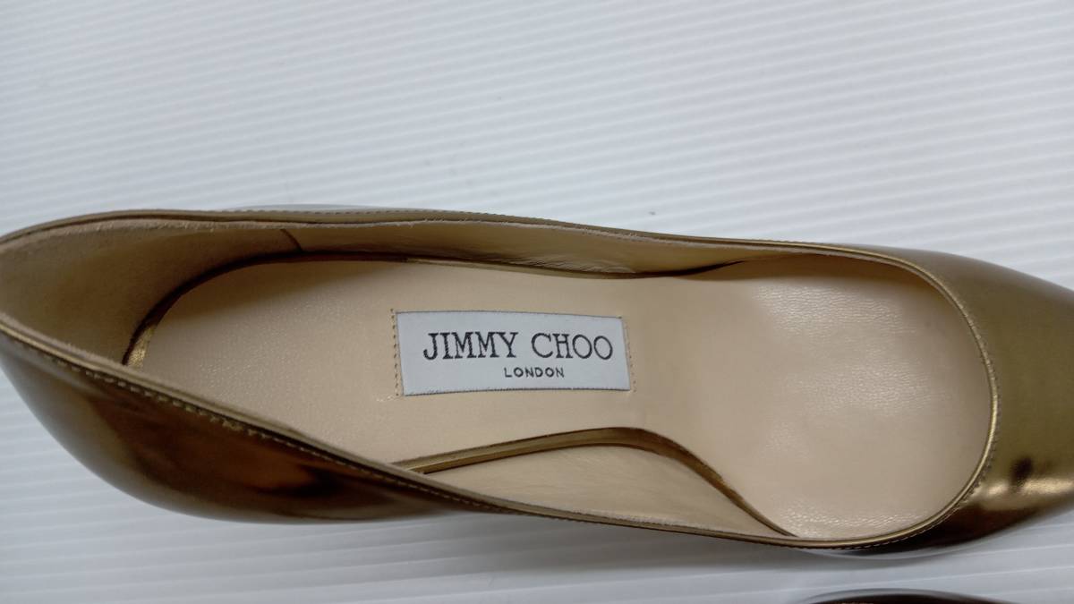 ★ JIMMY CHOO ジミーチュウ パンプス ピンヒール 22.5cm ゴールド 通年_画像8