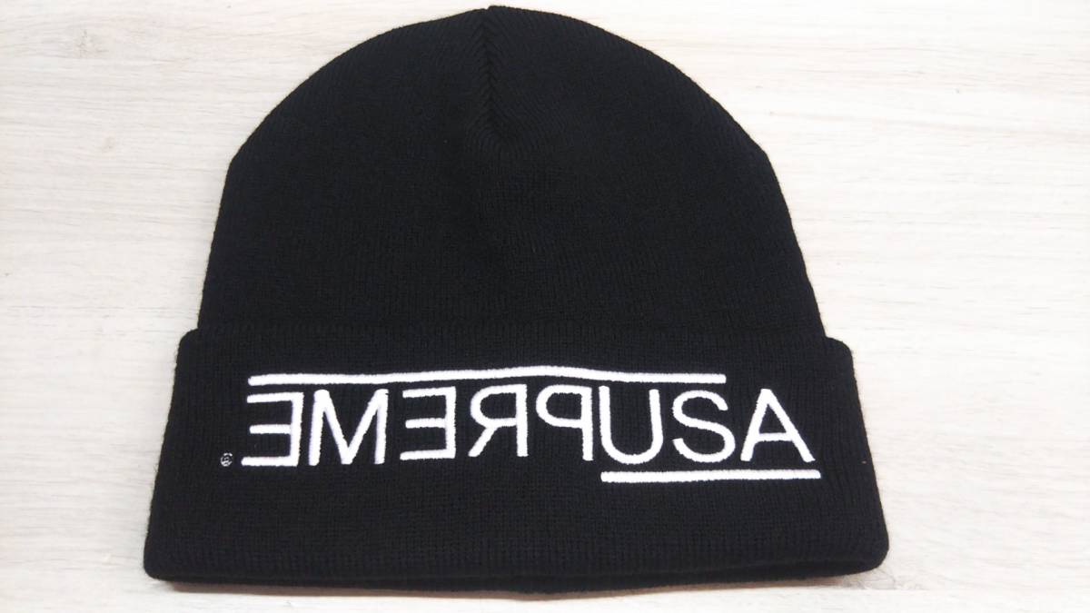 Supreme シュプリーム USA Beanie 黒 ブラック メンズ レディース ユニセックス ストリート カジュアル エンブロイダリーロゴ_画像1