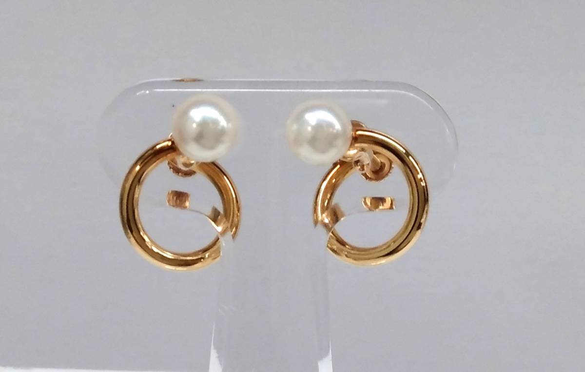  Star Jewelry STAR JEWELRY K18 pearl series earrings each approximately 1.4×1.2cm 2.2g