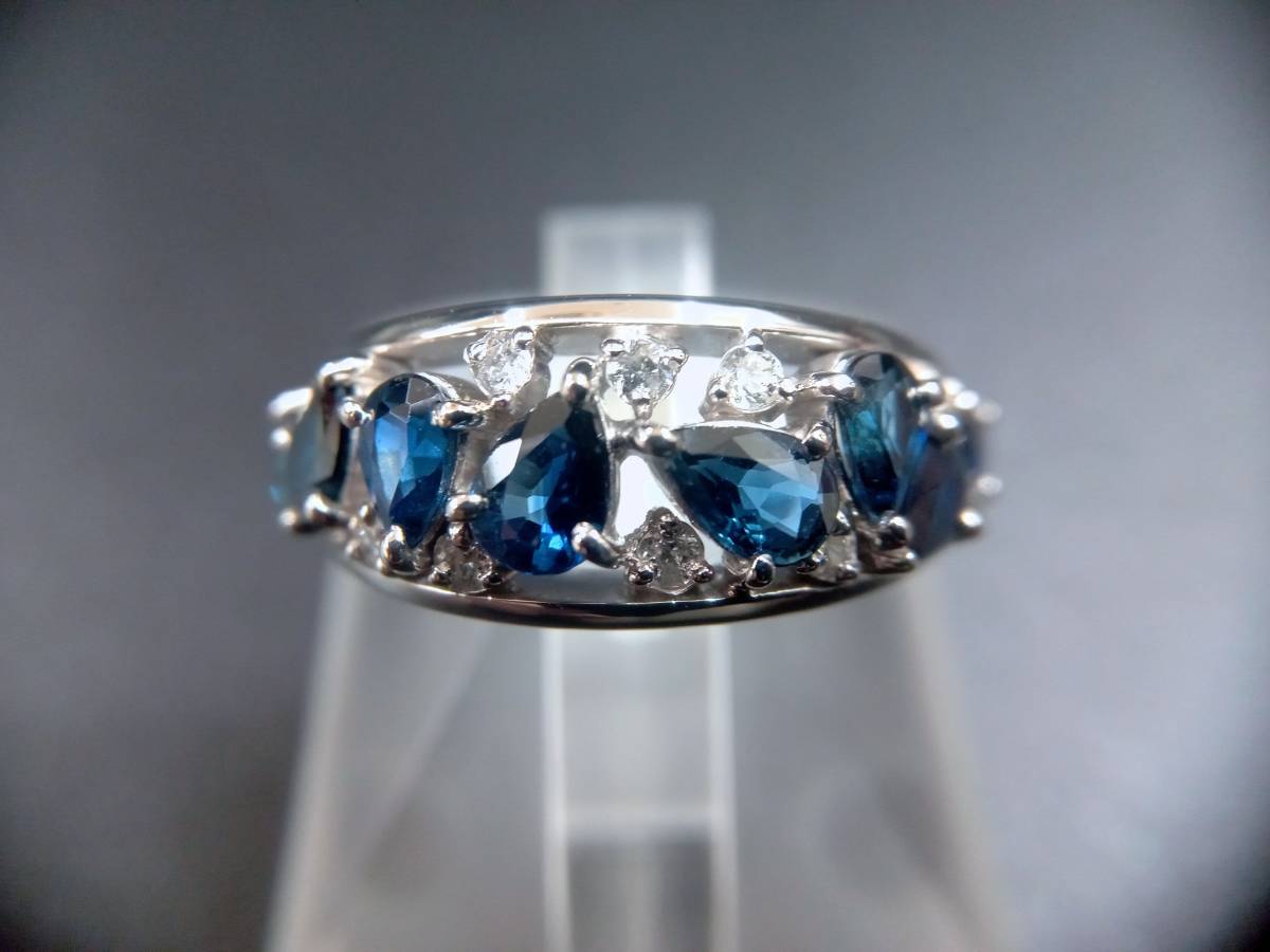 Pt900 プラチナ900 天然ブルーサファイア 1.97ct ダイヤモンド 0.15ct