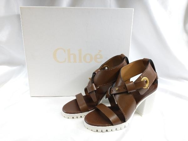 新規購入 Chloe クロエ CH31011A サンダル 茶×白 店舗受取可 靴