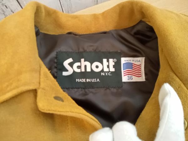 【良品】SCHOTT ショット トラッカージャケット レザージャケット USA製 300US サイズ36 Sサイズ マスタード イエロー_画像3