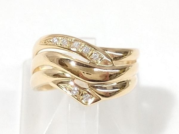 新品仕上済み】 K18 ゴールド (総3.6g) #13.5 ダイヤ 0.07ct デザイン