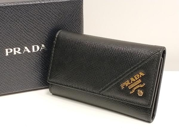 PRADA プラダ サフィアーノ メタル 6連 キーケース NERO ブラック 黒 ゴールド 2PG222 店舗受取可