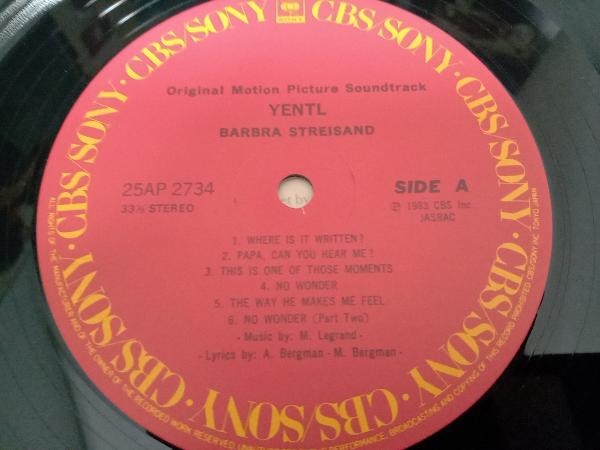 オリジナルサウンドトラック盤　【LP盤】 Yentl Barbra Streisand 25ap2734_画像4