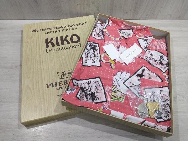 夏 PHERROW'S フェローズ アロハシャツ 14S-KIKO ハワイアンシャツ キーホルダー付 ピンク Lサイズ