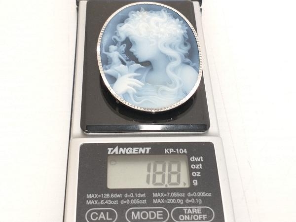 驚きの価格が実現! K18WG 750 カメオトップ ブローチ 18.8g