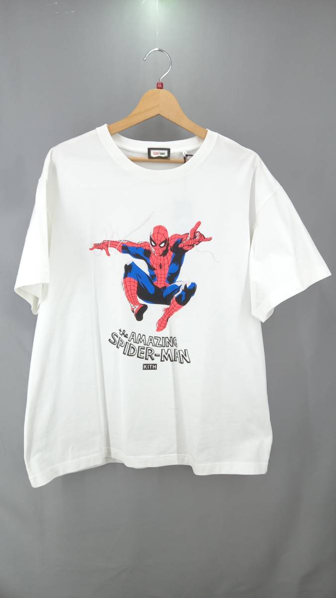 ★ 美品 Marvel x Kith マーベル × キス Spider-Man Amazing Spider-Man Tee 半袖Tシャツ コットン100％ メンズ XLサイズ ホワイト 夏