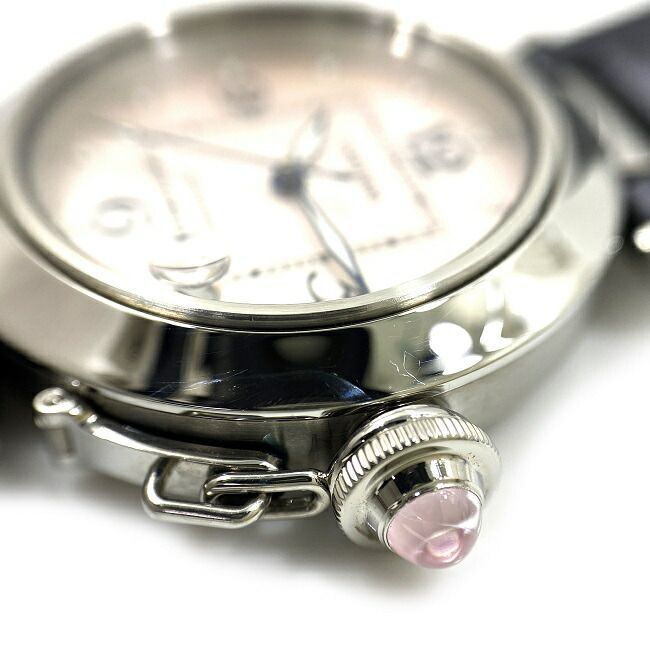 カルティエ 腕時計 パシャ グレー シルバー ピンクシェル 2324 時計 レディース レザー SS 中古 オートマ_画像8