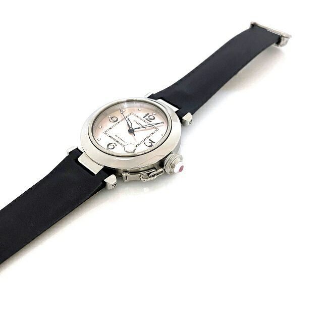 カルティエ 腕時計 パシャ グレー シルバー ピンクシェル 2324 時計 レディース レザー SS 中古 オートマ_画像5