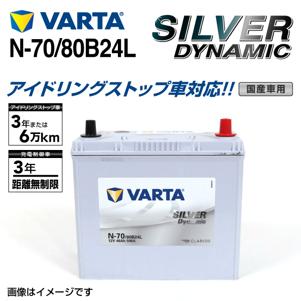 N-70/80B24L トヨタ カローラフィールダー 年式(2010.04-2012.05)搭載(46B24L) VARTA SILVER dynamic SLN-70 送料無料_画像1