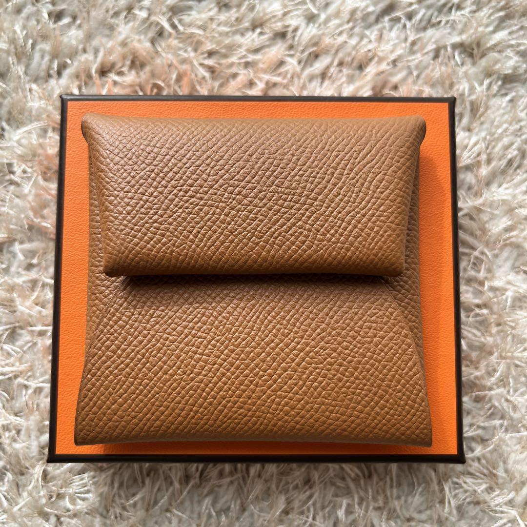 未使用】HERMES バスティア コインケース ゴールド ブラウン C刻印