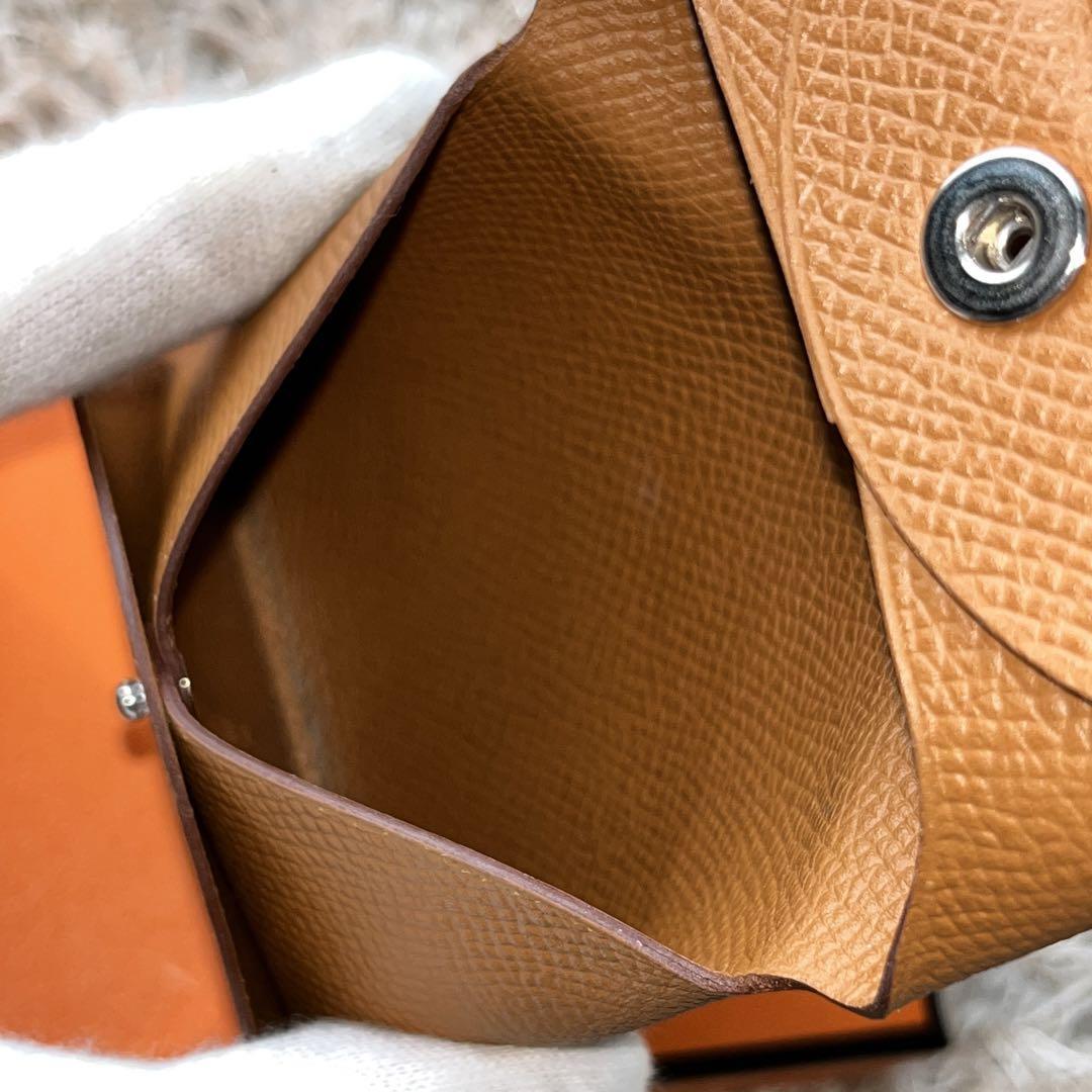 未使用】HERMES バスティア コインケース ゴールド ブラウン C刻印