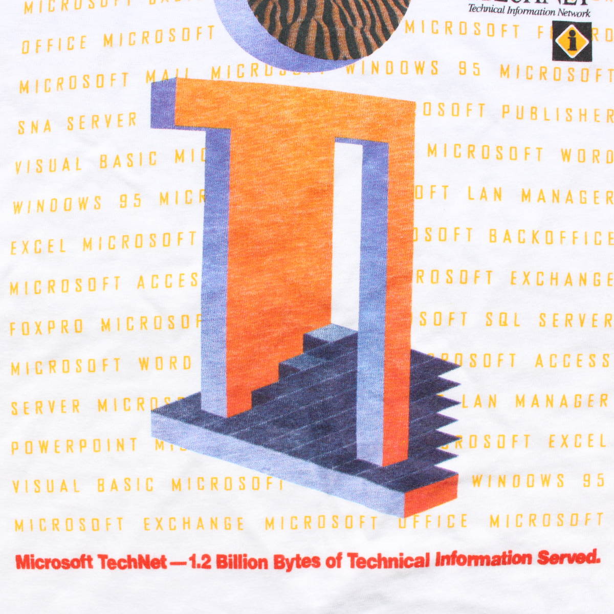 レア 新品1990s Microsoft TECHNET 企業物 ヴィンテージ ビンテージ Tシャツ 古着USAアートWindows95マイクロソフト プロモ ロゴ アップル _画像8
