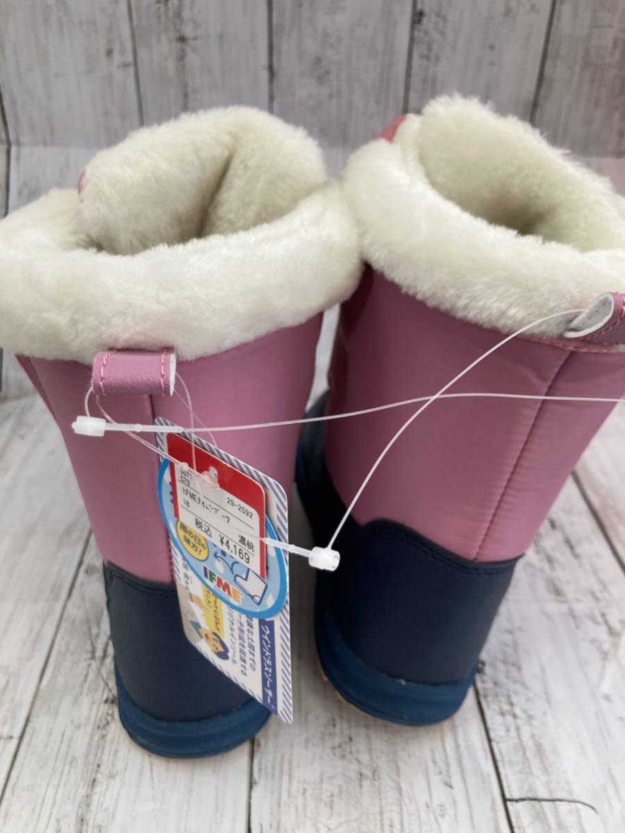 KIDS IFME イフミー キッズ ダブルベルト風 ボアブーツ 防寒ブーツ 18.0cm ピンク 女の子 新品②_画像5