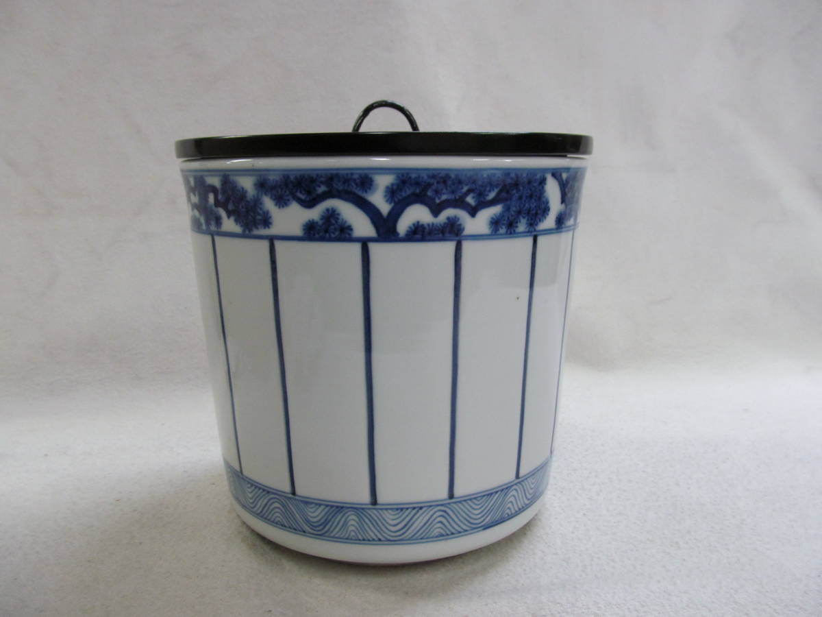 超お買い得!】 染付樋側 水指 水器 加藤藤城 塗蓋/海田宗恵銘 京焼