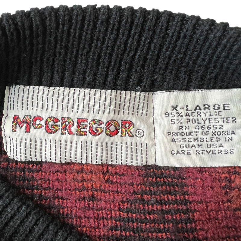 90s McGREGOR 総柄 アクリル ニット セーター XL / 90年代 オールド マクレガー マルチカラー_画像3