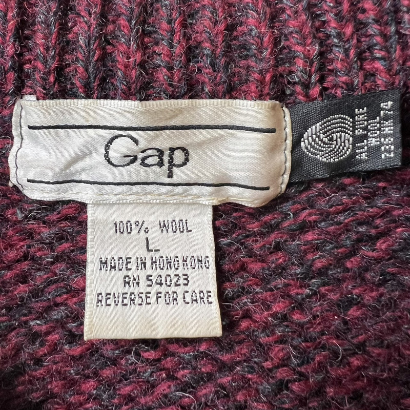 80s старый бирка GAP общий рисунок переключатель шерсть вязаный свитер XL / 80 годы Vintage Old Gap 