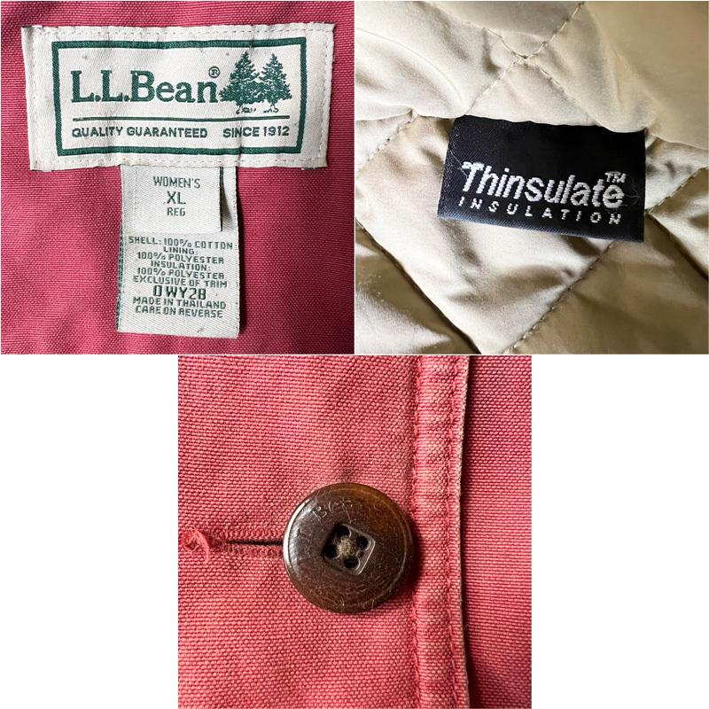 LLBean 中綿 キルティング ライナー ダック ハンティング ジャケット XL / エルエルビーン コットン エンジ_画像4