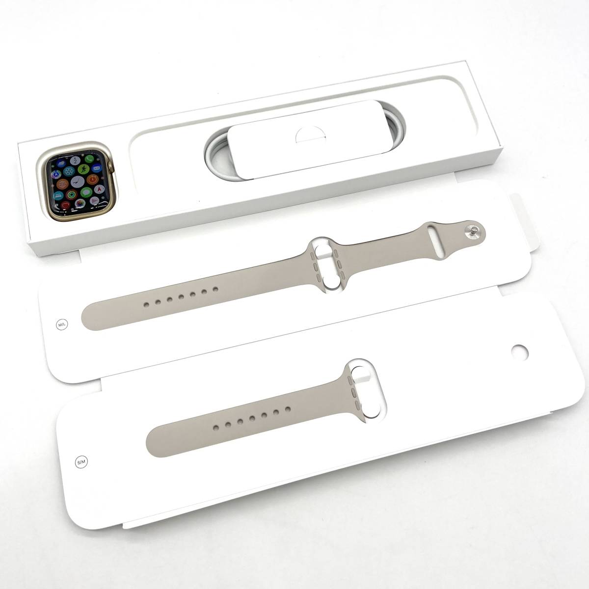 ▼【BT100%】Apple watch series7 GPS+Cellular 45ｍｍ ゴールドステンレス MKMP3J/A S03379958908_画像1