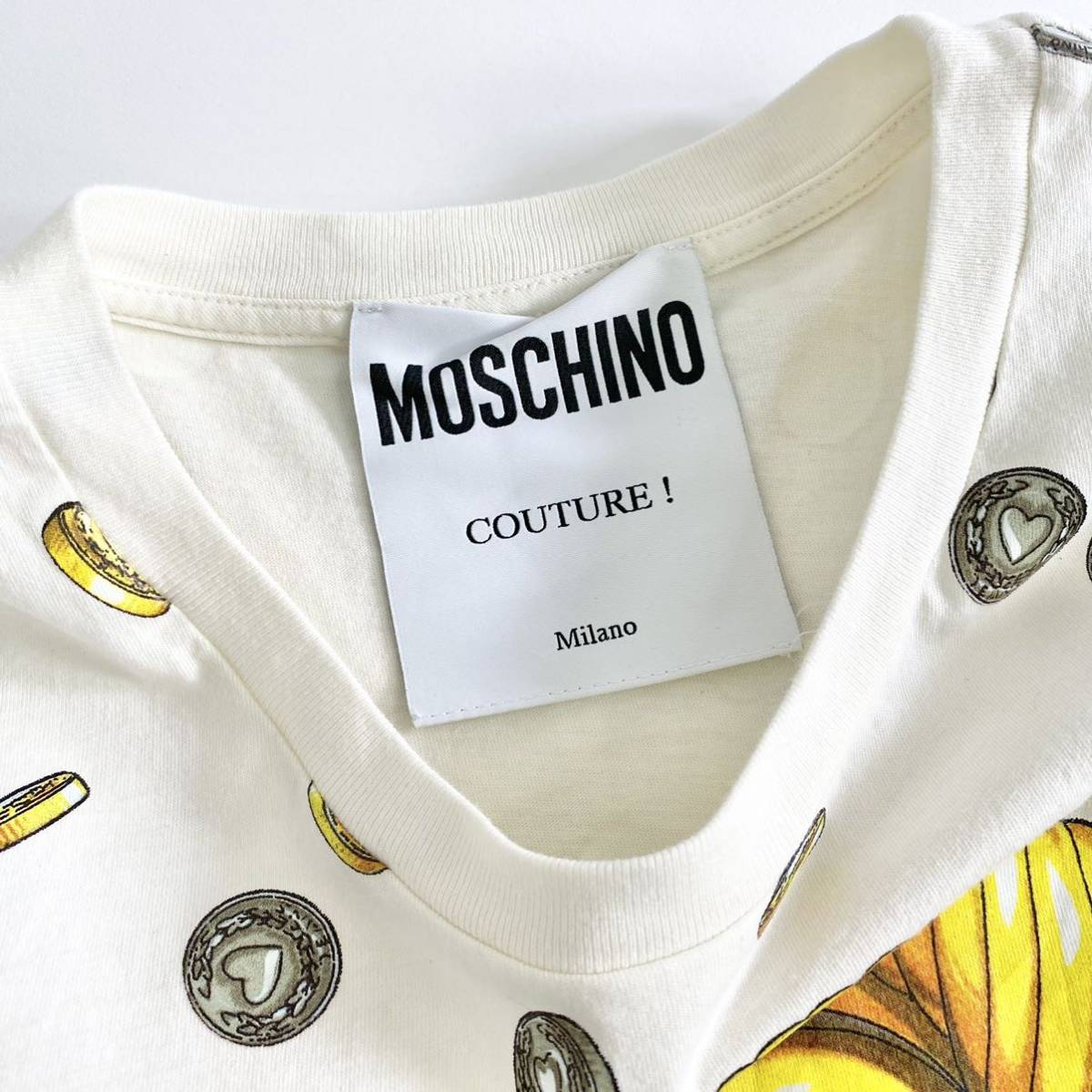 Ab12 MOSCHINO モスキーノ 総柄 半袖Tシャツ カットソー スロット コイン柄 ゆったりシルエット サイズ相当 ユニセックス 男女兼用の画像5