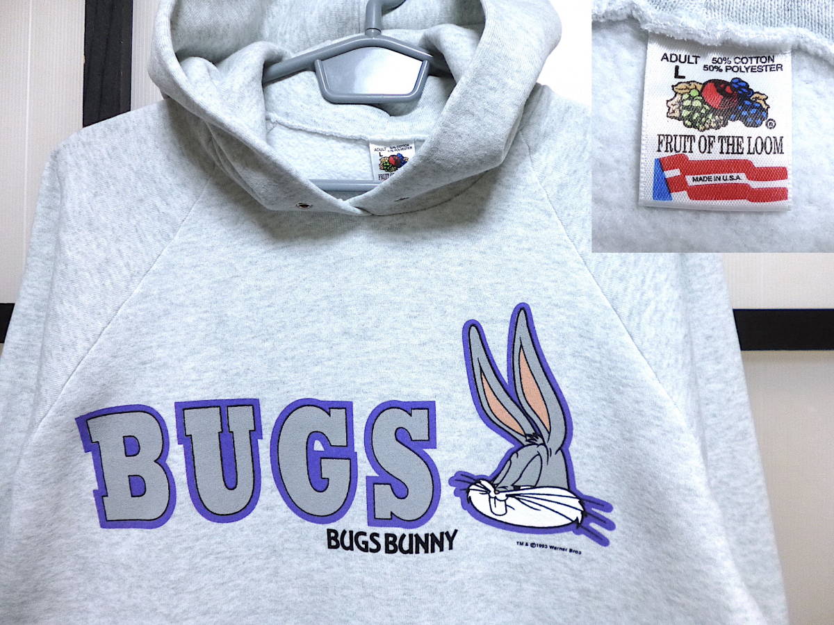 US古着 90s バッグスバニー スウェット パーカー USA製 / 90年代 bugs bunny ワーナーブラザース ルーニーテューンズ スエット アメリカ製