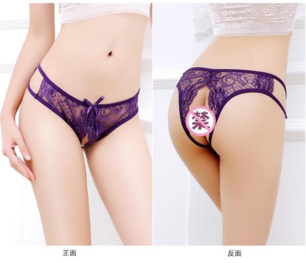 ★ ☆ セクシー総レース オープン クロッチ ショーツ ★ ランジェリー レディース パンティ パンツ 見せパン 可愛い 下着 紫 a2_画像9