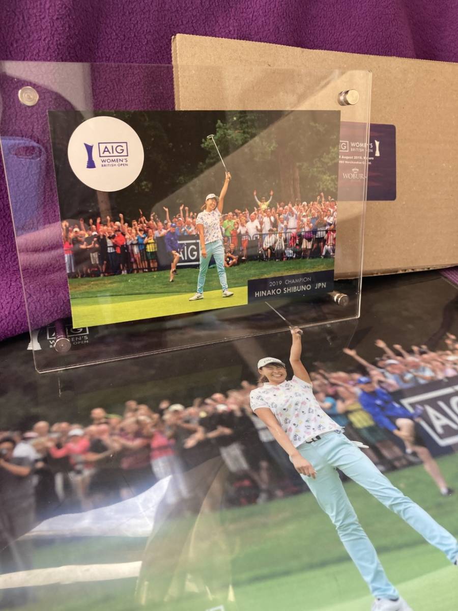 ( not for sale ).. Hyuga city . player 2019 AIG all rice woman Golf open victory (po Star Card * frame stand ) clear file extra attaching 