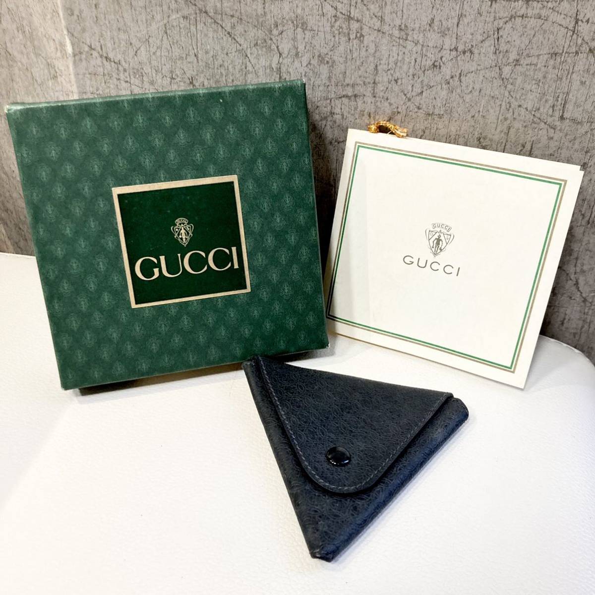 GUCCI オールドグッチ 小銭入 コインケース 三角 ブラック 黒