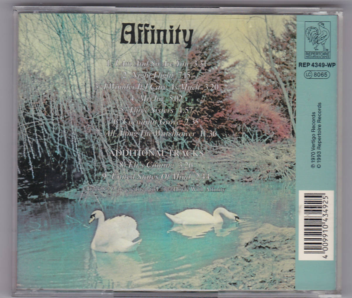 独輸入CD アフィニティー AFFINITY [1970 VIRTIGO/REPERTOIRE/Linda Hoyle/Jazz Rock]_画像2