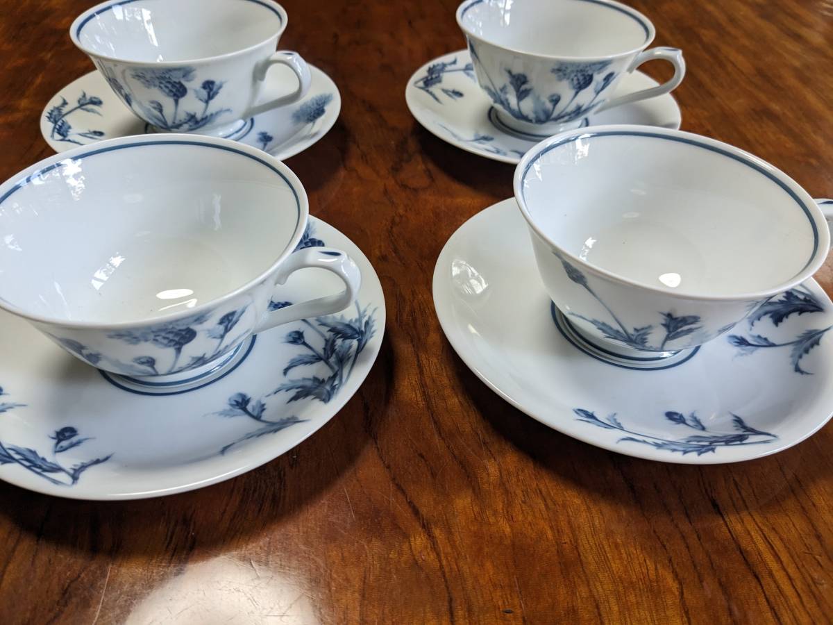 ★ノリタケ Noritake あざみ柄　ティーカップ＆ソーサー４客セット ★