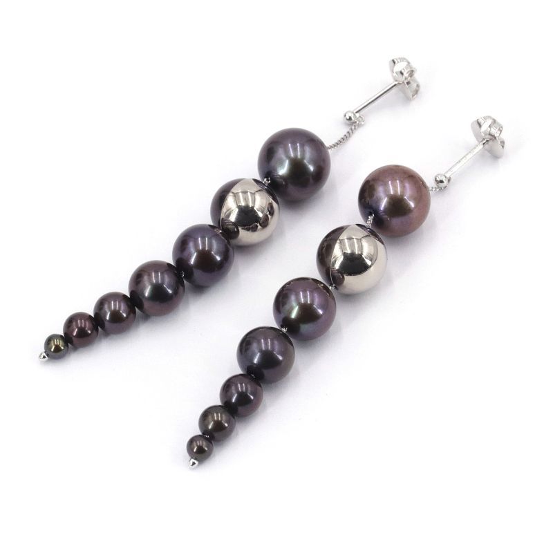 tasaki shell collection earrings K18WG pearl new goods finish settled white gold black pearl M/G TASAKI jewelry used free shipping 