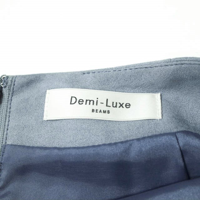 Demi-Luxe BEAMS デミルクス ビームス 19AW 日本製 エコスエードスカート 68-27-0456-126 38 ブルー スリット ロング Aライン g10440_画像6