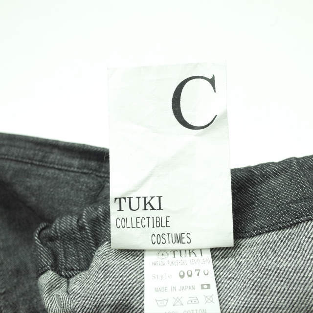 TUKI ツキ 日本製 OVER PANTS デニムオーバーパンツ 0070 2 ブラック ワイド イージー ミリタリー ボトムス g8946_画像8