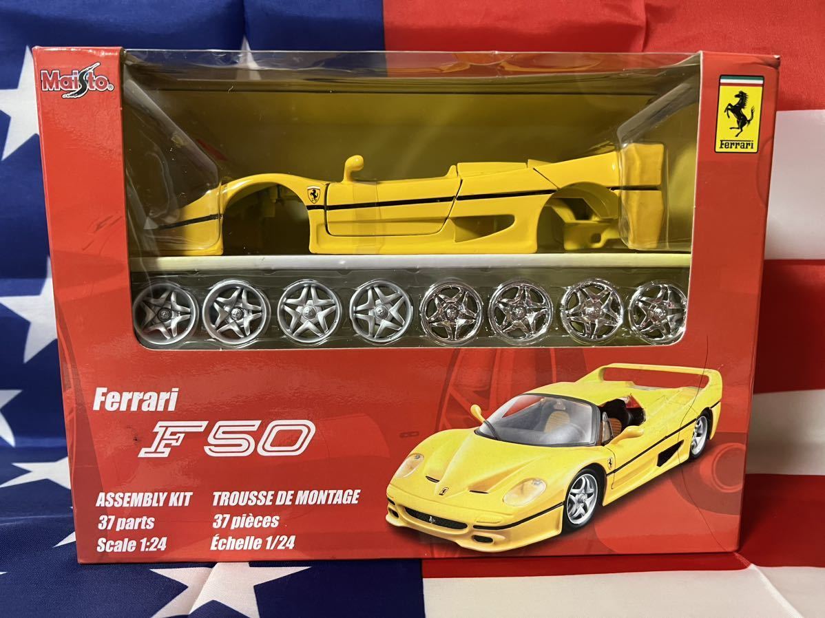 新品未開封maisto製　Ferrari F50 1/24 scale 組み立てmetal die cast car yellow_画像1