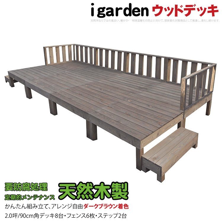 日本初の igarden 天然 木製 ウッドデッキ 90×90 16点セット デッキ8