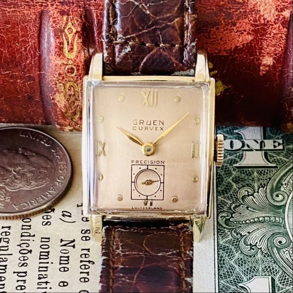 訳あり【高級時計 グリュエン 】GRUEN カーベックス 440 1940年代 10k 手巻き メンズ レディース ビンテージ アナログ 腕時計_画像2