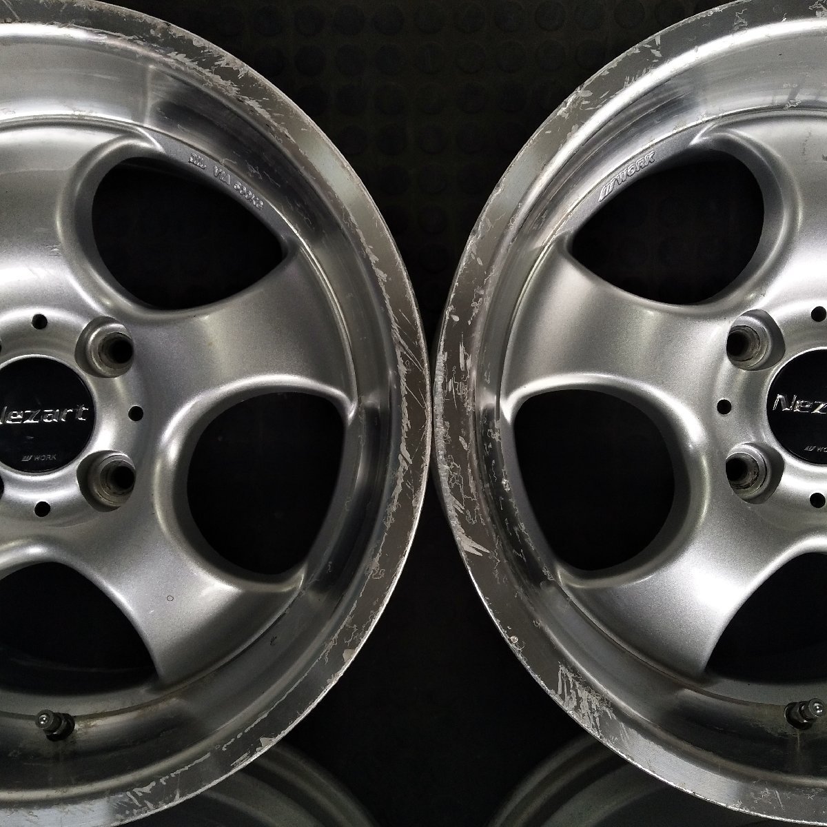 管理番号：S1-14【4本価格】【15x7J 4x100 ET+35 ハブ60】WORK Nezart・ロードスター等・日本製・直接引取可能・下取り可能の画像3