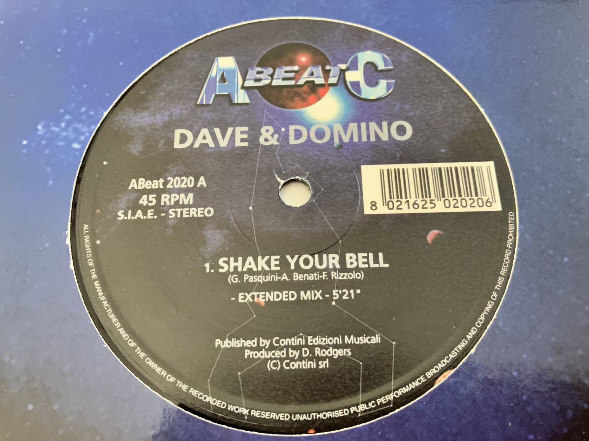 【盤質良好/伊Ori】Dave & Domino / Shake Your Bell(Extended) Nothing's Gonna Change My World(Extended)12inch ABEAT2020 01年Hi-NRG_画像1