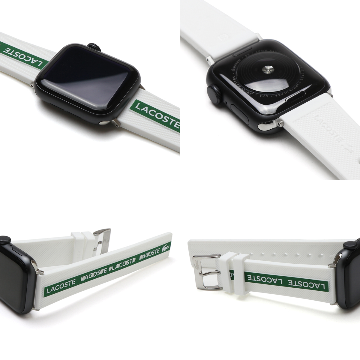 LACOSTE ラコステ Apple Watch アップルウォッチ バンド ベルト 38mm 40mm 41mm 2050003 ホワイト グリーン シリコン ラバー ストラップ