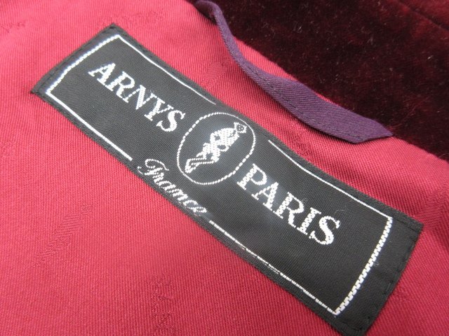 HH【ARNYS PARIS アルニス】 ベロア調ショートコート ジャケット ブルゾン (メンズ) size50 ボルドー系 フランス製 ◎17HR2333◎_画像4