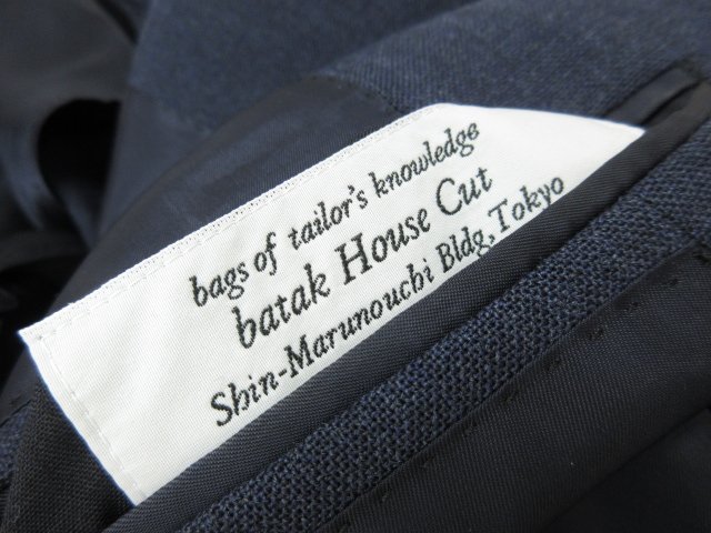 HH 超美品 【バタクハウスカット batak House Cut】 3ボタン段返り 2パンツ スーツ (メンズ) size48相当 ネイビー系 織柄 ◎27RMS3636_画像8