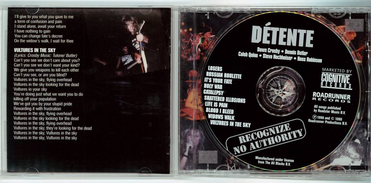 DETENTE／RECOGNIZE NO AUTHORITY 　輸入盤ＣＤ　　検～thrash metallica anthrax megadeth slayer venom_画像3