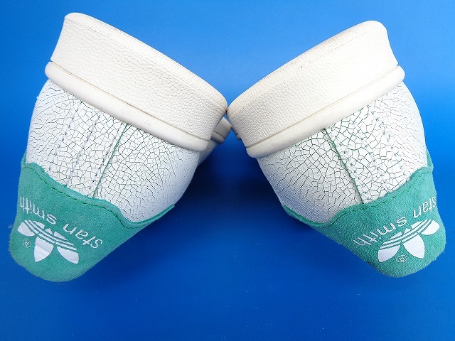 12290■美品14年製 adidas stansmith WMNS アディダス スタンスミス 白 緑 顔つき US 8 25 cm ヒビ割れ 加工_画像6