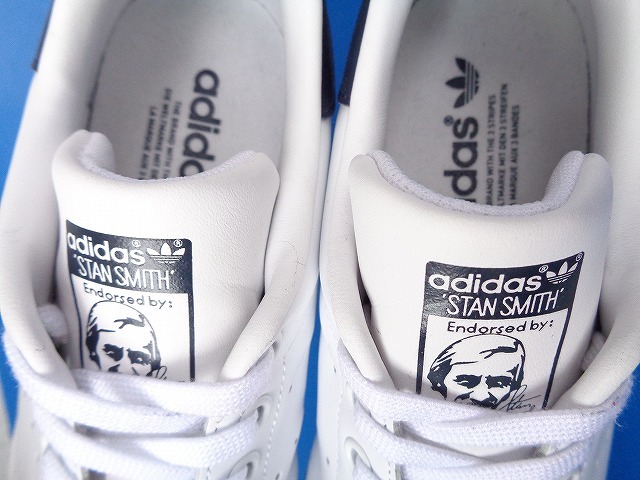 12332■美品 17年製 adidas originals stansmith アディダス オリジナルス スタンスミス 白 紺 顔つき 25.5 M20325_画像8