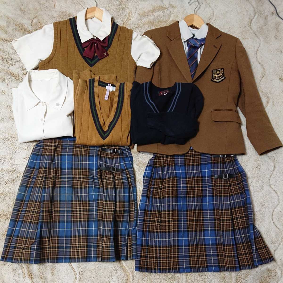 岡山県 学芸館高等学校 女子制服14点フルセット 品川女子 高校 指定品 卒業生 ブレザー スカート コスプレ レア カンコー 11号 靴下 リボン 