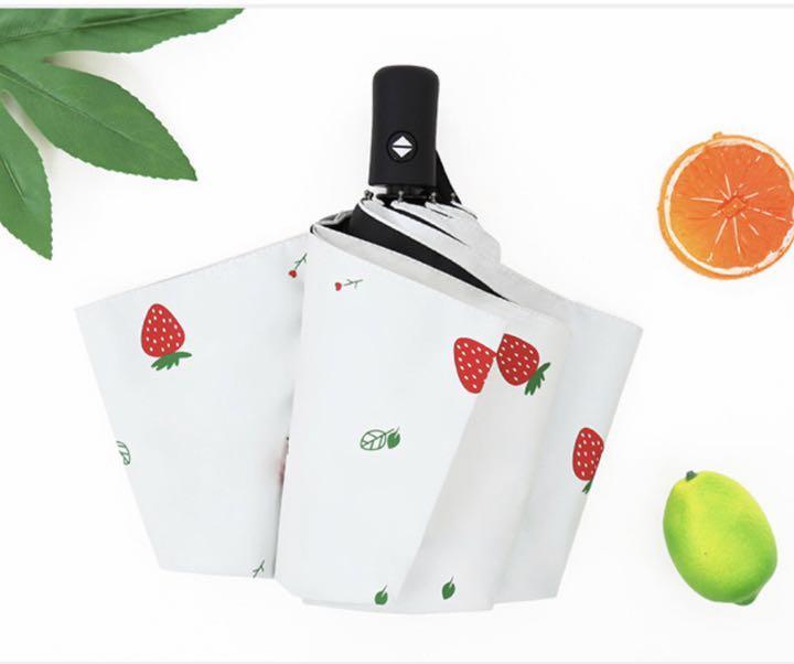  free shipping strawberry pattern automatic folding parasol umbrella 8ps.@. folding parasol UV cut 